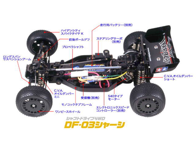 センターワンウェイタミヤ DF03-MS(ゼノンカーボンシャーシ他、社外オプション多数)