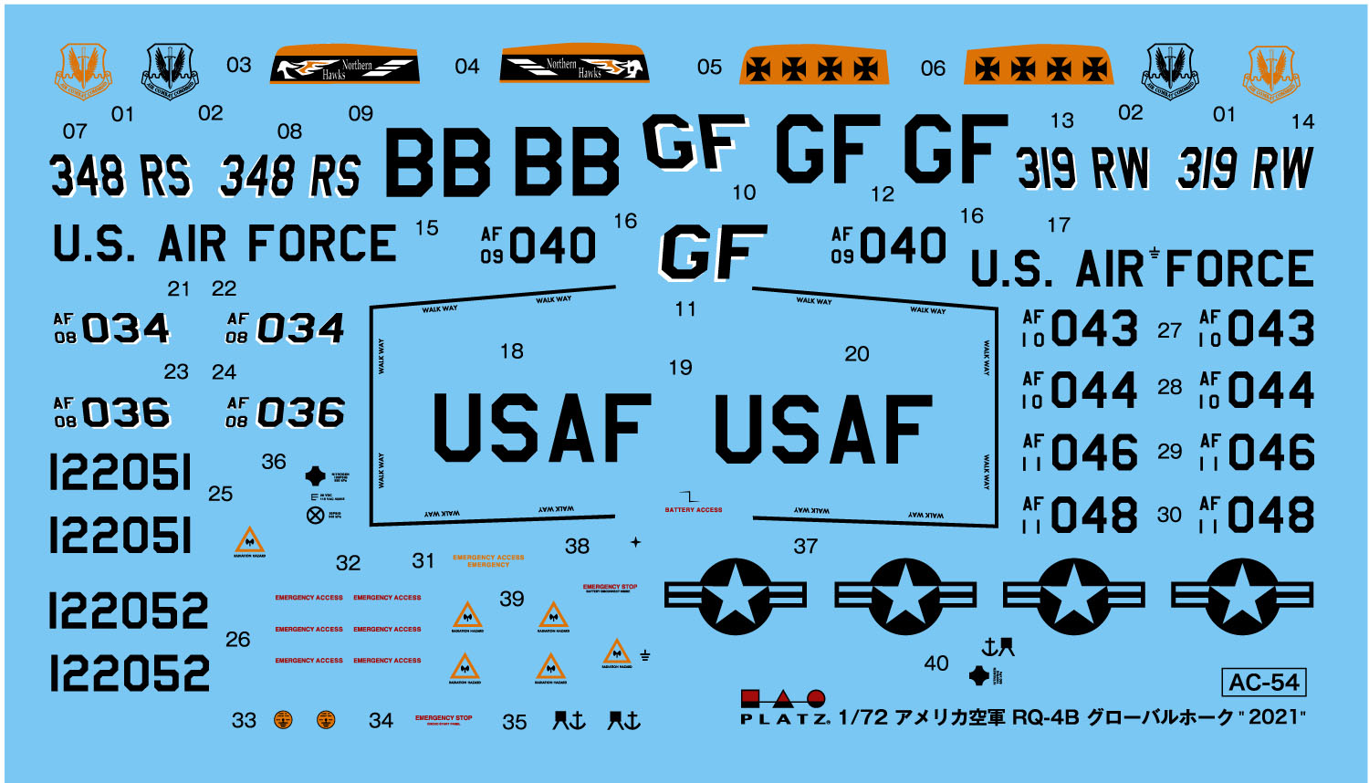 プラッツ AC-54SP 1/72 アメリカ空軍 無人偵察機 RQ-4B グローバル