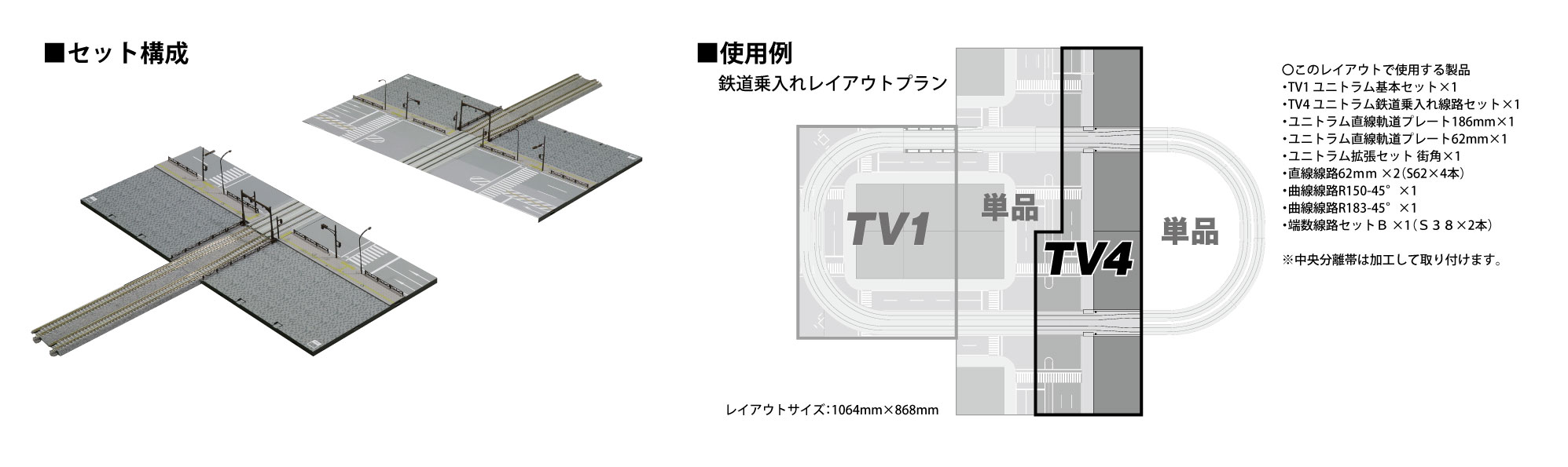 KATO 40-814 TV4 ユニトラム鉄道乗入れ線路セット Nゲージ | 鉄道模型 ...