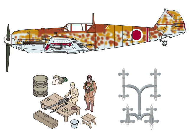 1/48 メッサーシュミット Bf 109 E-7 日本陸軍 w/整備情景セット②