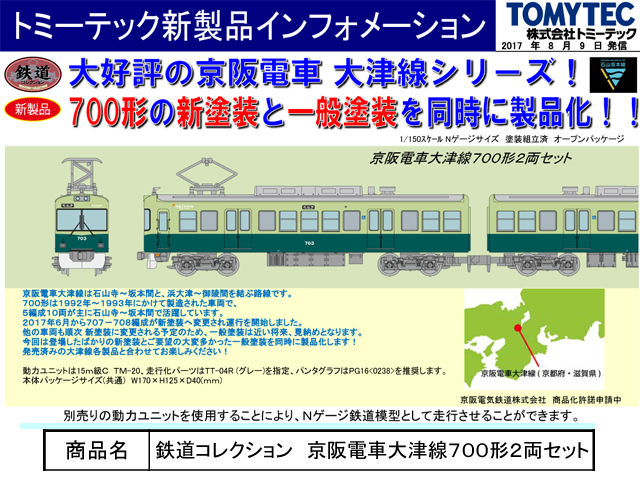 国産Nゲージ 京阪大津線 700形 2両編成 鉄道模型