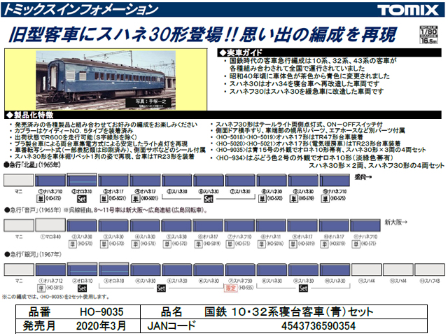 トミックス HO-5019 オハネ17形 (青色) HOゲージ | 鉄道模型 