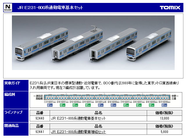 種類通勤JR E231系800番台 地下鉄 東西線 基本4両 TOMIX 92440 - 鉄道模型