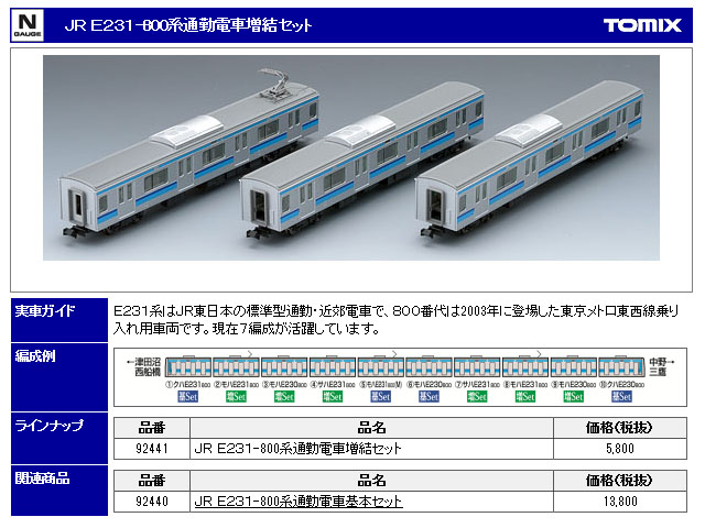 トミックス 92440 E231 800系通勤電車基本セット (4両) | 鉄道模型 