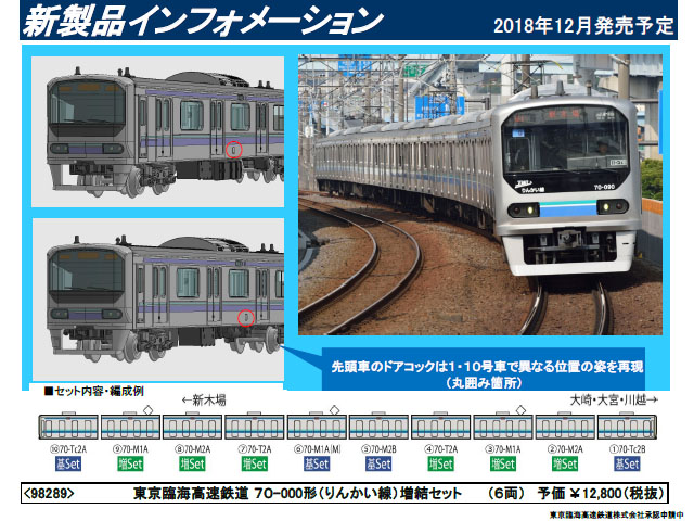トミックス 98289 東京臨海高速鉄道 70-000形 (りんかい線) 増結セット 