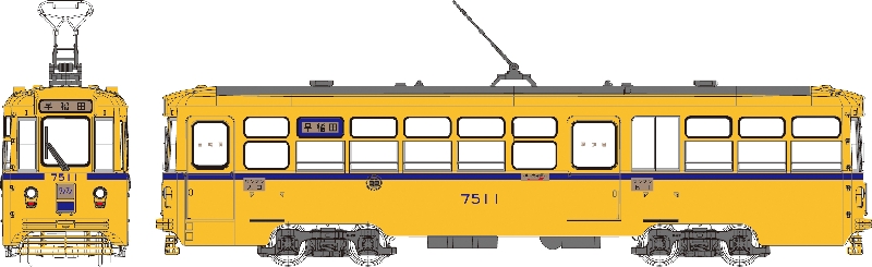 トラムウェイ TW-HO7511 都電7500形 [ ワン・ツーマン ] 塗装・印刷済