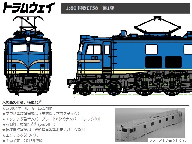 トラムウェイ TW-EF58D 国鉄EF58小窓 ブルトレ色(下回り黒) 鉄道模型 HOゲージ | 鉄道模型 通販 ホビーショップタムタム