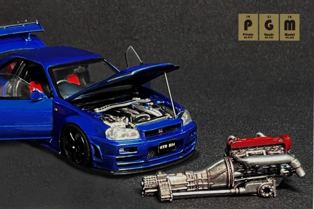 PGM 1/43 Nismo R34 GT-R Z-tune Metallic Blue ※フル開閉機能付