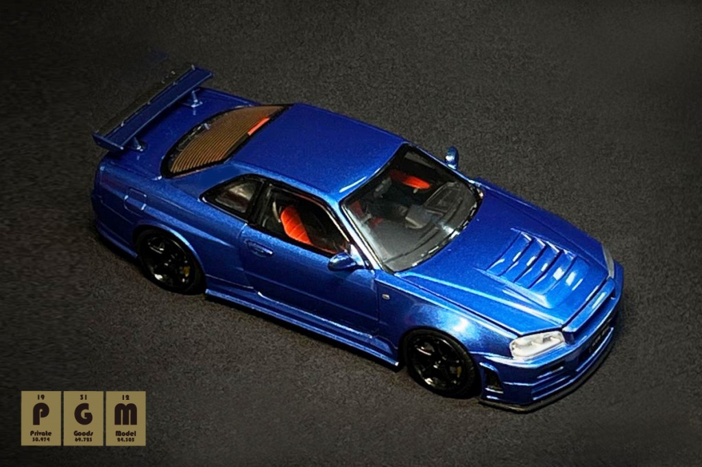 PGM 1/43 Nismo R34 GT-R Z-tune Metallic Blue ※フル開閉機能付