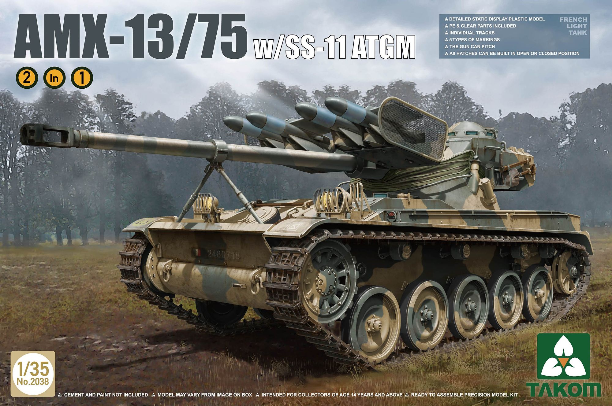 1/35 AMX-13/75 フランス軍 軽戦車 w/SS-11対戦車ミサイル 2 in 1 | 鉄道模型・プラモデル・ラジコン・ガン