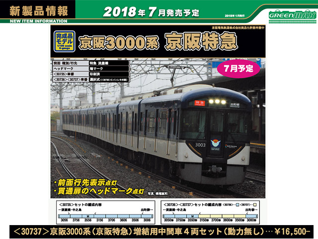 グリーンマックス 30737 京阪3000系「京阪特急」増結4両セット 鉄道