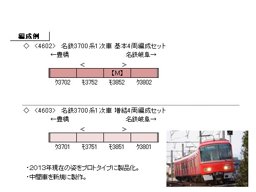 グリーンマックス 4602 名鉄3700系1次車 基本4両セット | 鉄道模型