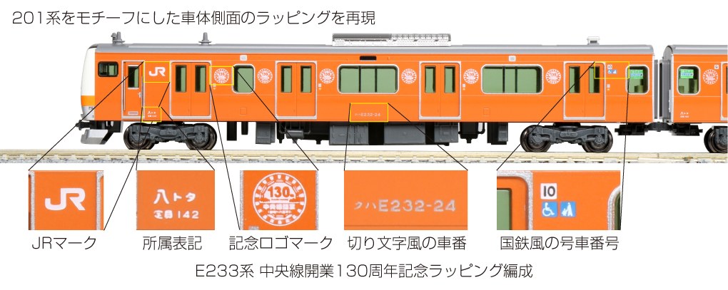 カトー 10-1577 E233系 中央線開業130周年ラッピング編成10両セット 