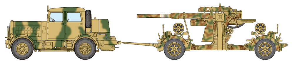 タミヤ/イタレリ 37027 1/48 ドイツ重牽引車SS-100・88mm砲FLAK37