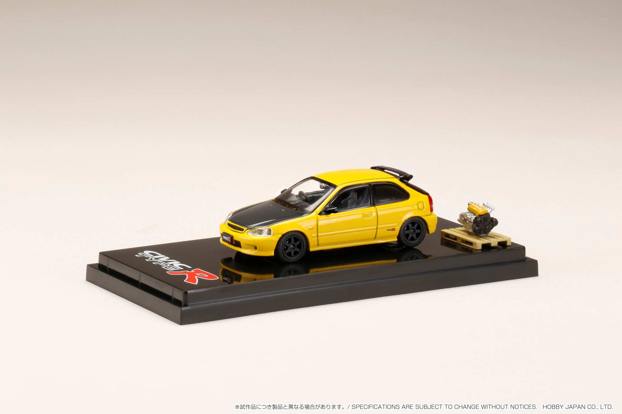 1/64 Honda CIVIC Type R EK9 エンジンモデル付 カスタムVer.イエロー