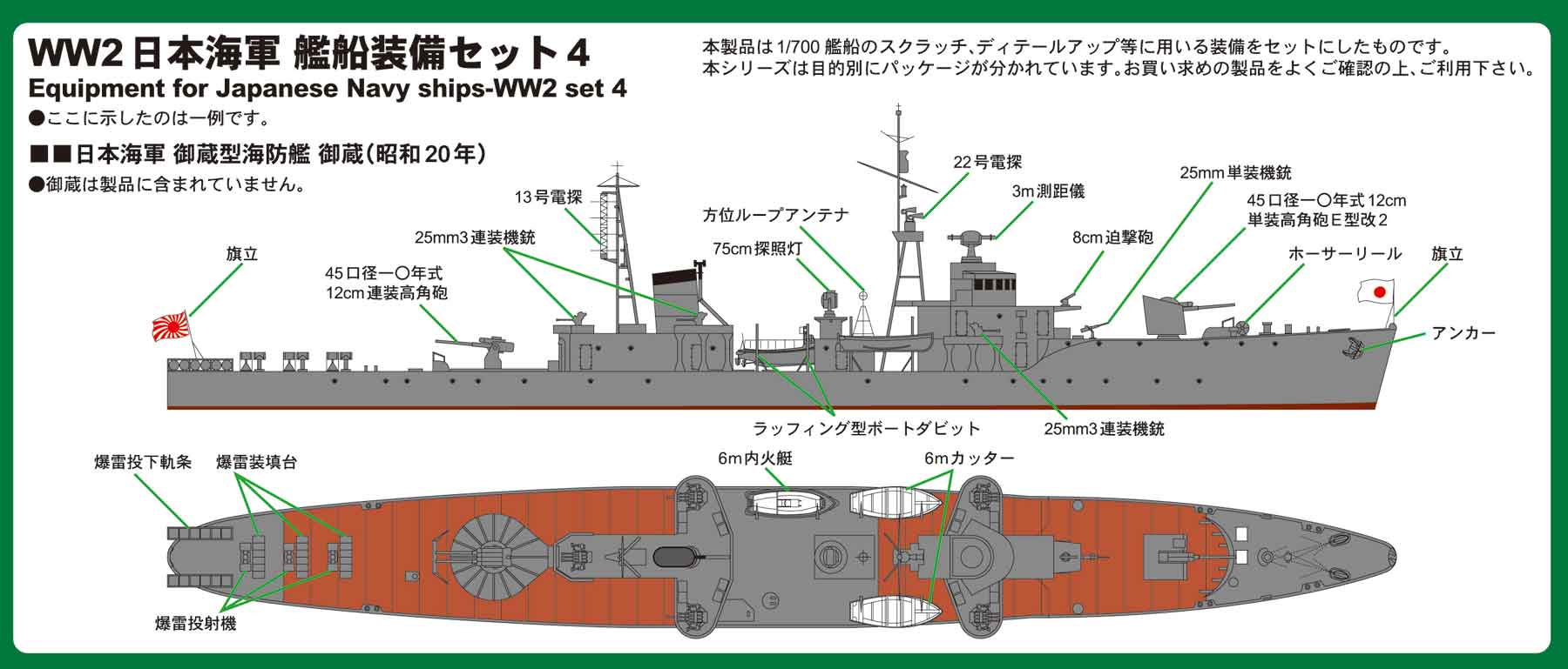 1/700 WWII 日本海軍 艦船装備セット 4 | 鉄道模型・プラモデル 