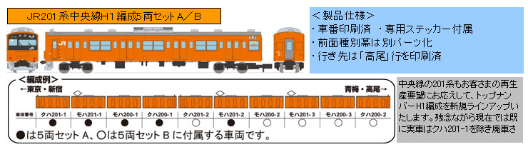 トミーテック 232957 鉄道コレクションJR201系中央線H1編成5両セットB