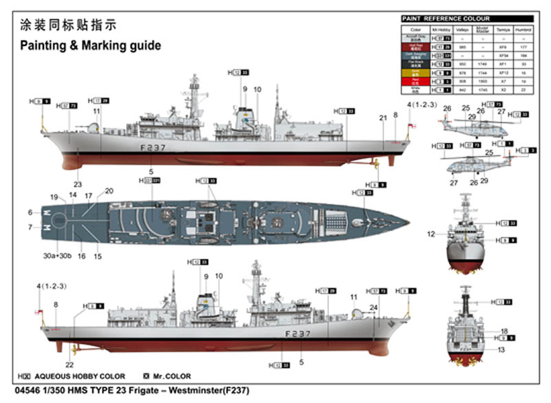 通販卸値1/350イギリス海軍23型フリゲート艦HMSウェストミンスター塗装済完成品 完成品